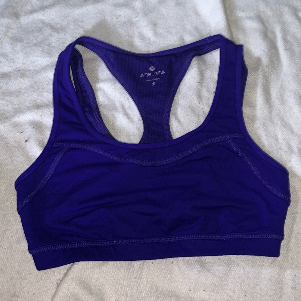 Athleta sports bra royal blue size small racer back TRIPLE DARE